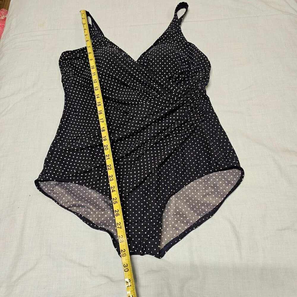 Miraclesuit Oceanus One Piece Swimsuit Women Size 18 Blue Dots